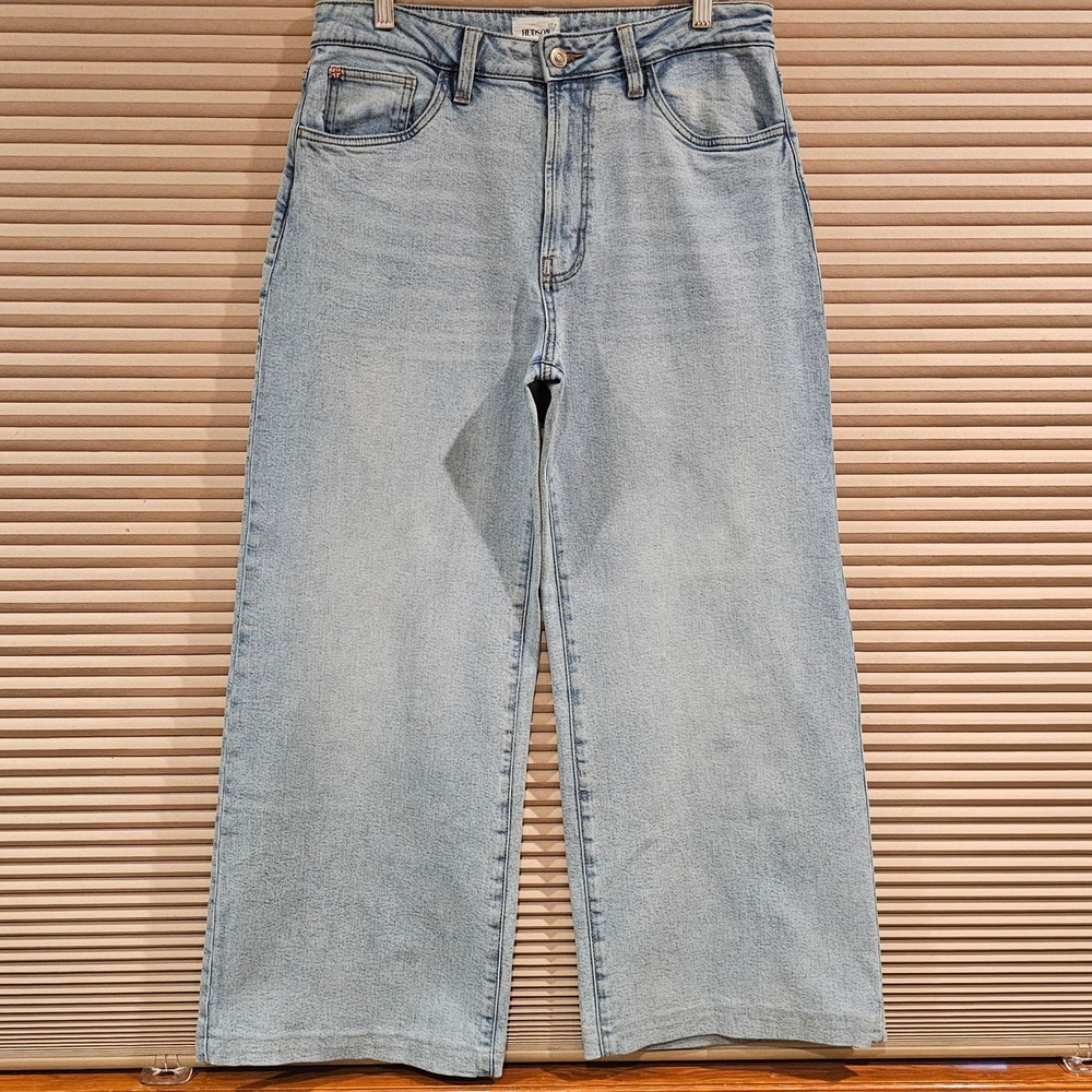 Hudson Jolene High Rise Wide Leg Jeans Whip Smart Light Wash Blue Size 28